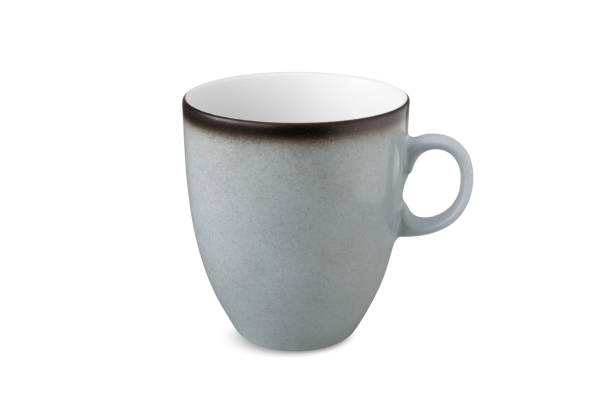 istock Blue shabby tea cup and saucer for drink isolated on white background. Ceramic coffee cup or mug close up. Mock-up classic porcelain utensils. 1328302874