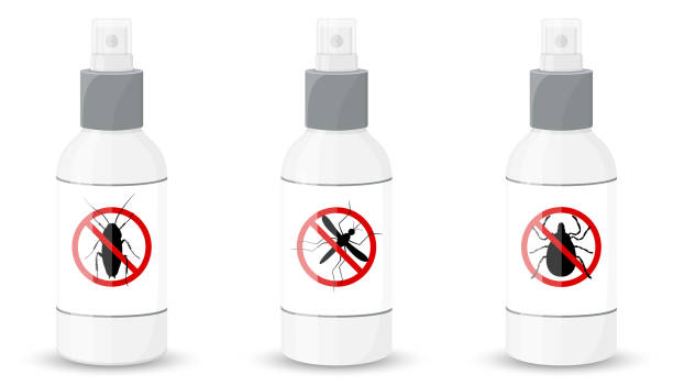 istock Bottle with sprayer against cockroaches, mosquitoes, ticks, isolated on white background. vector flat illustration 1328303487