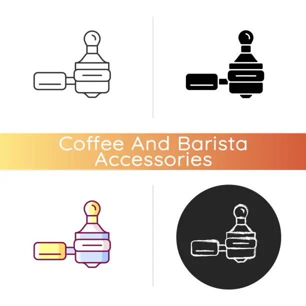 Vector illustration of Coffee tamper and portafilter icon