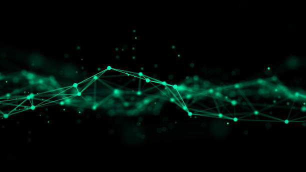 istock Abstract background with moving dots and lines. Network connection structure. Futuristic illustration. Digital technology design. 3d rendering. 1328304886