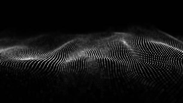 istock Abstract wave with moving dots. Flow of particles. Cyber technology illustration. 3d rendering 1328304893