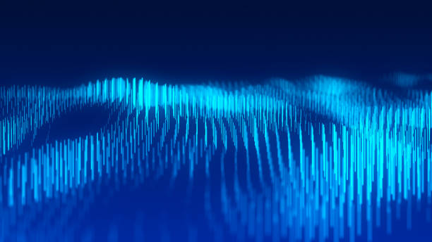 istock Futuristic illustration with explosion of data. Abstract background with glowing particles. Digital moving wave. 3d rendering. 1328304903