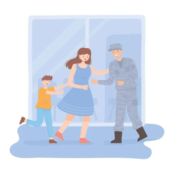 Vector illustration of veteran at home