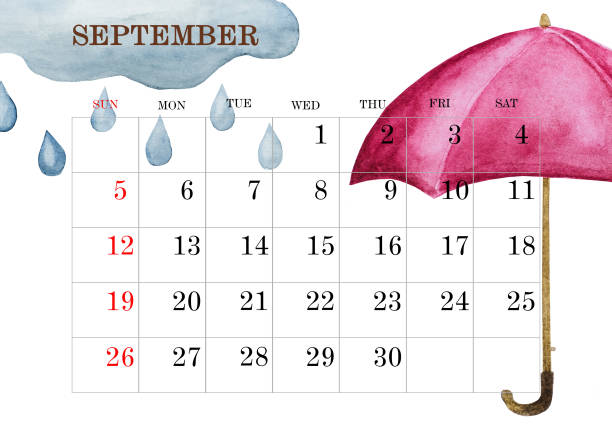 страница календаря на сентябрь месяц. макросъемка - administrative professionals day stock illustrations