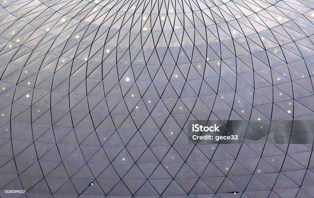 Metal Structure of Modern Glass Roof Architectural Dome Stock Photo