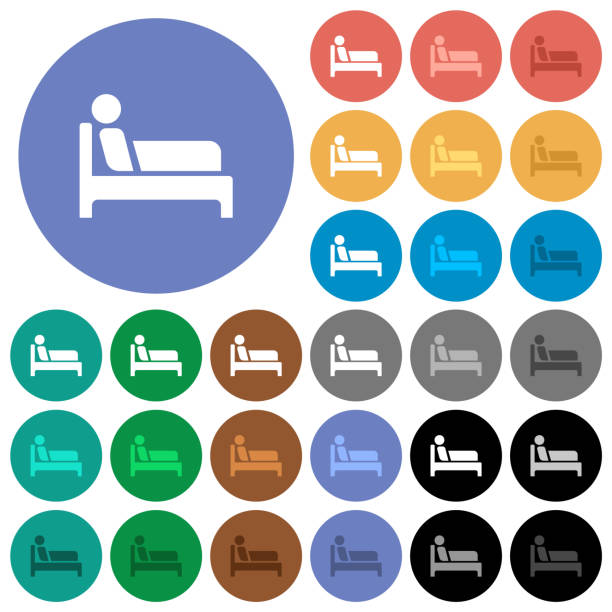 Inpatient round flat multi colored icons Inpatient multi colored flat icons on round backgrounds. Included white, light and dark icon variations for hover and active status effects, and bonus shades. inpatient stock illustrations