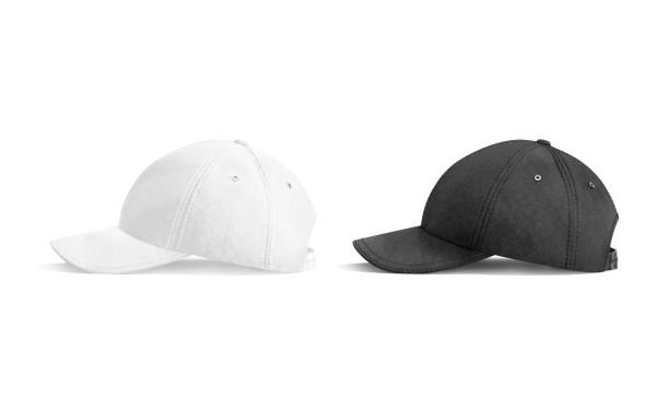 istock Blank black and white baseball cap mockup, side view 1328309361