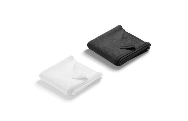 istock Blaank black and white folded towel with deferred corner mockup 1328309410