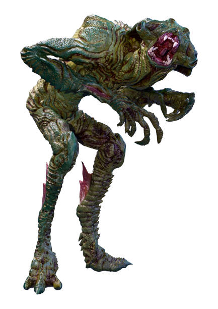 istock 3D illustration green alien on white 1328309524