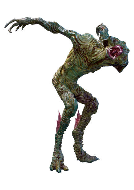 istock 3D illustration green alien on white 1328309555