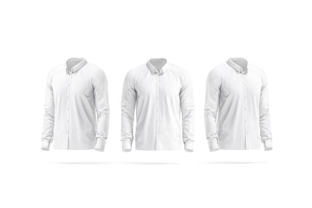 istock Blank white classic shirt mockup, front and side view 1328309557