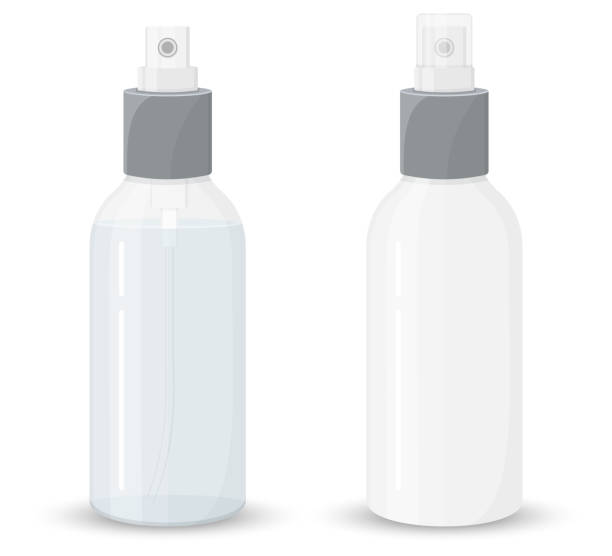 istock Mockup two plastic sprayer bottle transparent and white for liquid gel, soap, lotion, cream, shampoo, bath foam and other cosmetics, isolated on a white background, flat design 1328311024
