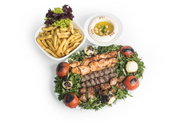 istock Lebanese Mixed Grill plate isolated on white 1328311487