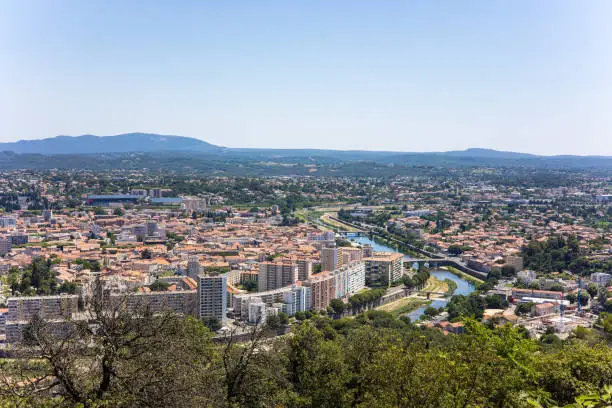 Sunny view of the city of Alès from Notre-Dame-des-Mines