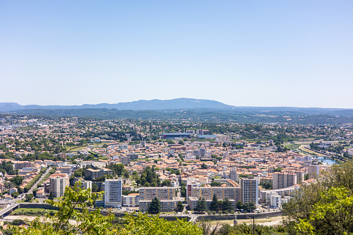 Sunny view of the city of Alès from Notre-Dame-des-Mines