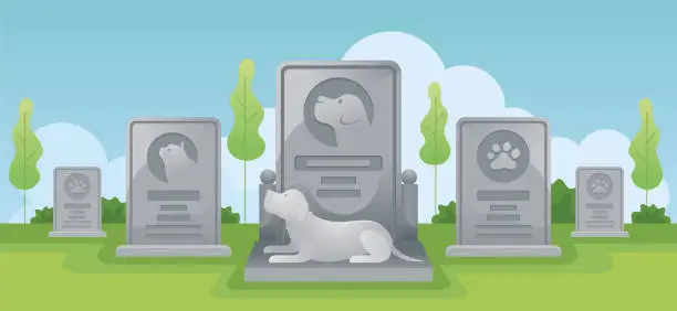 Vector illustration of Pet Memorial Graveyard Cemetery