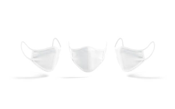 istock Blank white fabric face mask mockup, front and side view 1328312944
