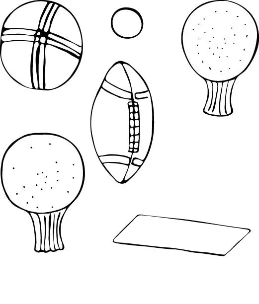 Vector illustration of Mobile The line is black. baseball. ping pong racket doodle table tennis, ping pong rackets illustration icon