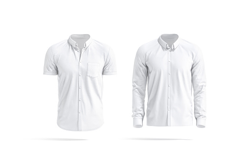 Blanco blanco de manga corta y larga camisa de los hombres maqueta, aislado photo