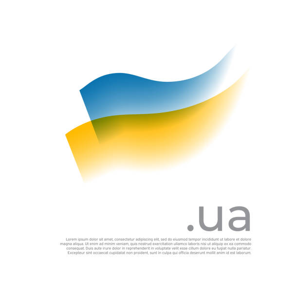 illustrations, cliparts, dessins animés et icônes de drapeau de l’ukraine aquarelle. rayures colorées drapeau ukrainien sur un fond blanc. conception vectorielle stylisée de l’affiche nationale avec domaine ua, lieu pour le texte. bannière patriotique d’état ukraine, couverture - domain