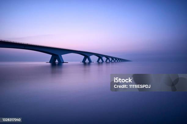 Zeelandbrug Stock Photo - Download Image Now - Bridge - Built Structure, Horizon, Road