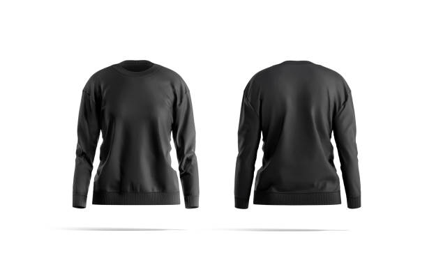 istock Blank black women sweatshirt mockup, front and back view 1328317916