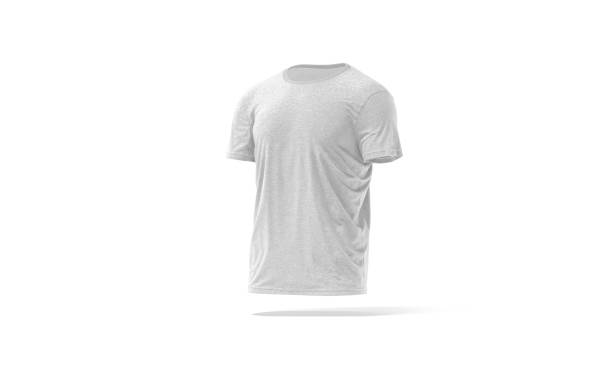 istock Blank melange wrinkled t-shirt mockup, side view 1328318052
