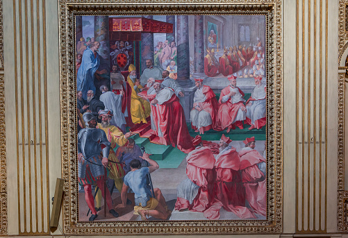 Rome, italy, june 17, 2015 : frescoes in the altar and choir of basilica di Santa Maria in Trastevere