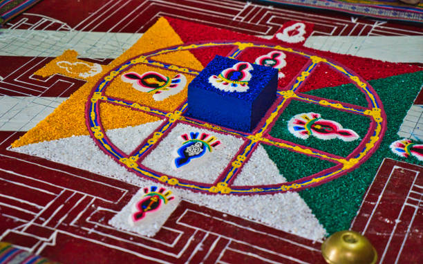 istock Shey Temple (Shey Palace or Shey Gompa). Buddhist monks create sand mandala. 1328321358