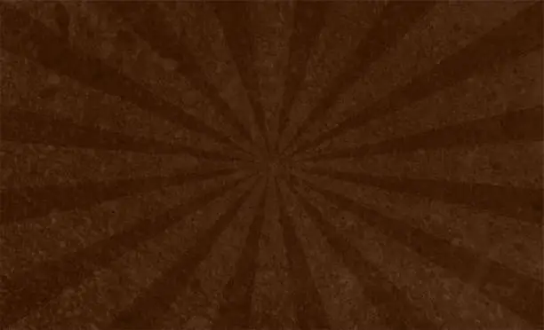Vector illustration of Horizontal grunge vector backgrounds of dark brown sunbeam or sunburst pattern