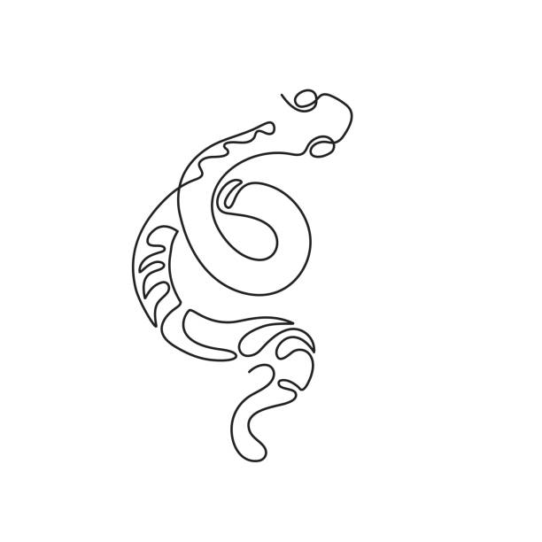 The snake is drawn with a single line. Continuous line. Minimalist graphics. The snake is drawn with a single line. Continuous line. Minimalist graphics. Chinese zodiac symbol of the year of the snake. pet snake stock illustrations