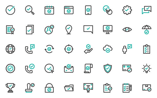 istock set of check mark line icon, approve, warranty, quality 1328330585