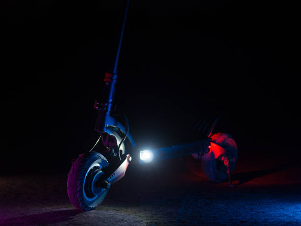 istock Powerful modern electric scooter in neon, selective focus, eco friendly transport 1328331685