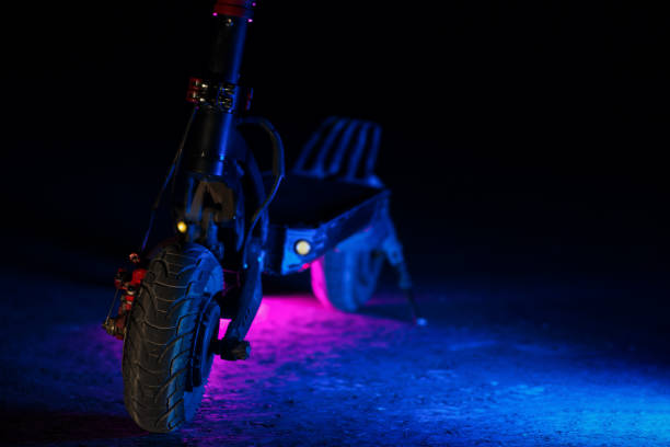 istock Powerful modern electric scooter in neon, selective focus, eco friendly transport 1328331688
