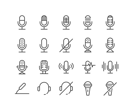 Editable Stroke - Microphone - Line Icons