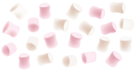 Marshmallow background. Tasty marshmallows on white background.