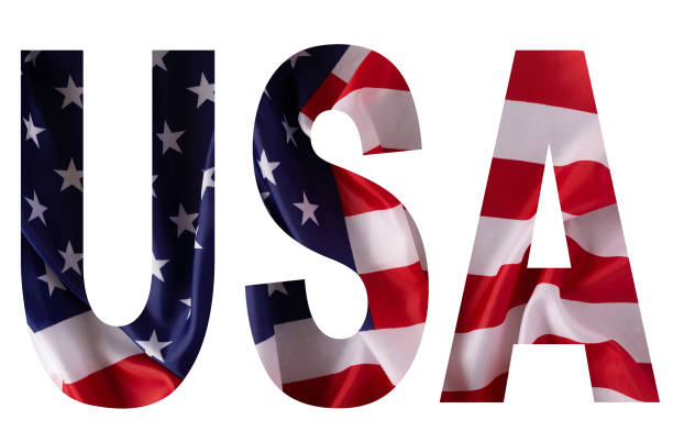 istock USA abbreviation font with American flag transparency 1328342673