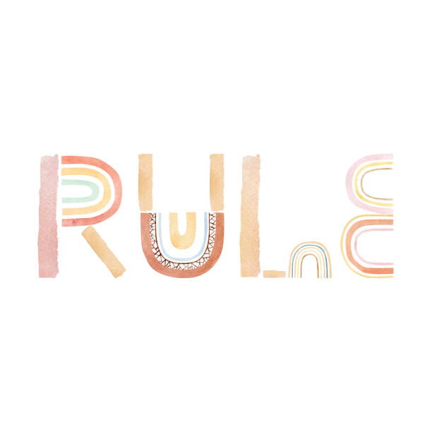 istock Watercolor Children's alphabet letter text Rule in the style abstract rainbow design. Cute kids font lettering design for nursery baby shower, poster, kids party, wall decor. 1328346228