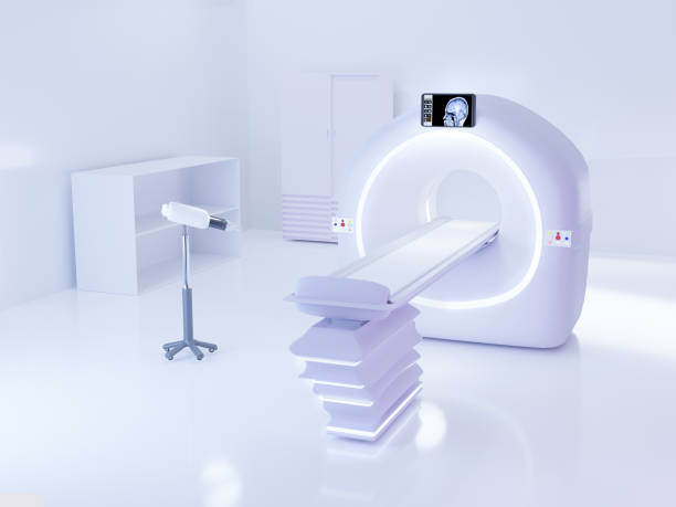 istock multi detector CT Scanner or Computed Tomography in CT-SCAN Room with Injector. 3D illustration. 1328350634
