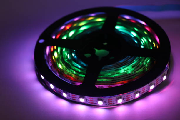 istock Smart LED strip lights with variable colors in a spool or reel use for innovating spaces of home 1328352973