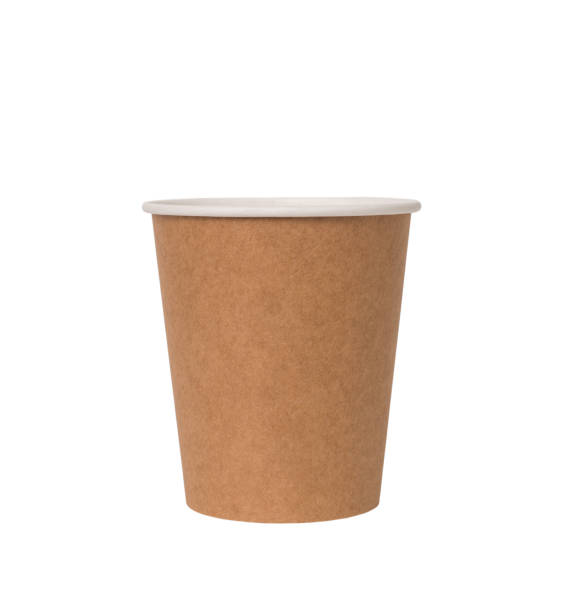 istock Brown paper glass for drinks isolated on white background close-up. 1328353320