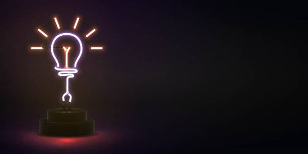 istock Vector realistic isolated neon sign of Bulb logo for decoration and covering with copy space on the dark background. Concept of energy and idea. 1328357643