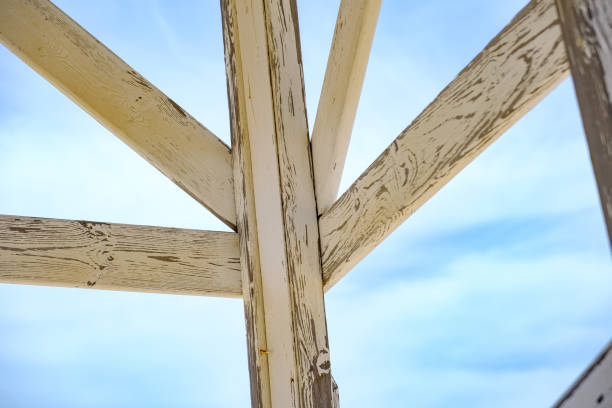 istock Wooden structure slats on the beach 1328360299