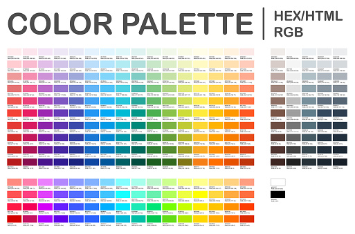 Color Palette. Color Chart. Print Test Page. Color Codes. RGB, HEX HTML. Vector color
