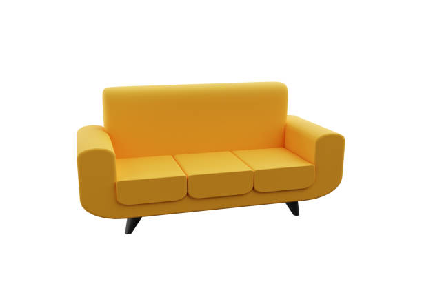 istock Yellow sofa 3d illustration isolated on white background. Isolated sofa 3d illustration. 1328372940