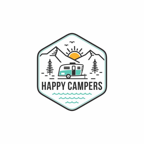 recreational vehicle or adventure and camper trailer icon template, travel and leisure vector design. - rv 幅插畫檔、美工圖案、卡通及圖標