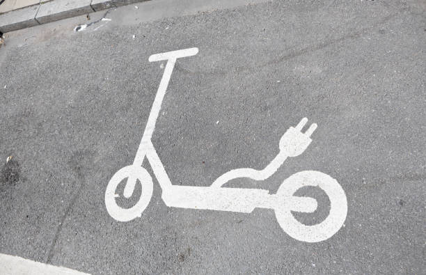 Parking area on the street for E-Scooters found in Munich, Germany.