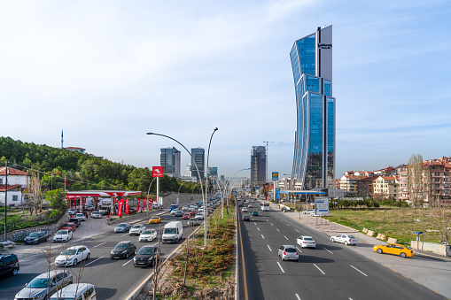 Ankara, Turkey - April 28 2021: Traffic density on the highway