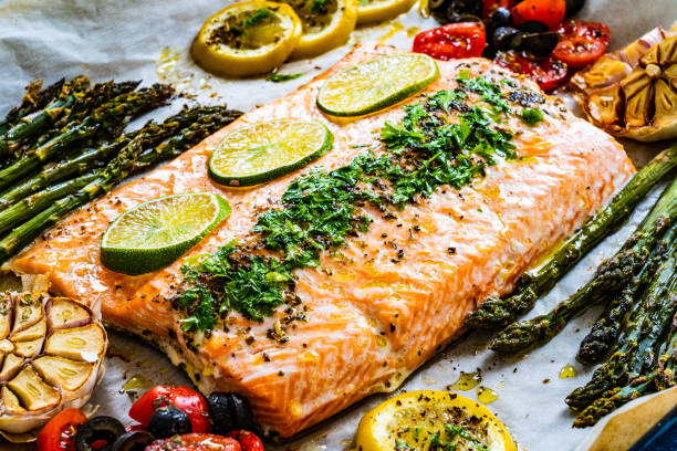 istock One sheet pan salmon and veggies 1328380013