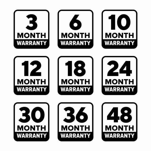 ilustrações de stock, clip art, desenhos animados e ícones de 18 month warranty vector information sign - 6 12 months